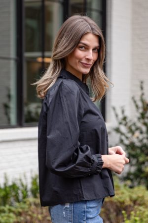 Everyday Ease Ruffle Button-Down Blouse