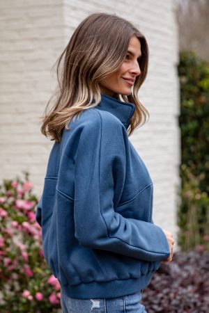 Cloudbound Blue Quarter Zip Oversized Pullover