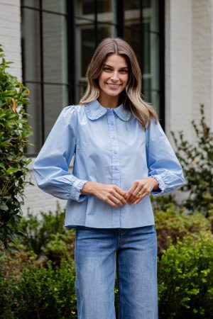 Everyday Ease Ruffle Button-Down Blouse
