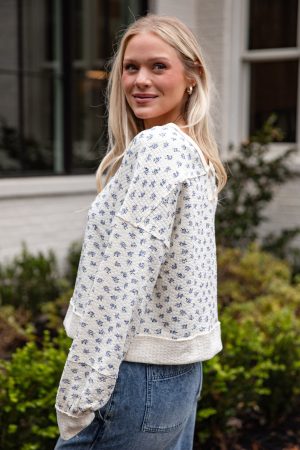 Meadow Whisper Cream Floral Knit Top