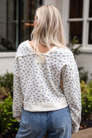 Meadow Whisper Cream Floral Knit Top