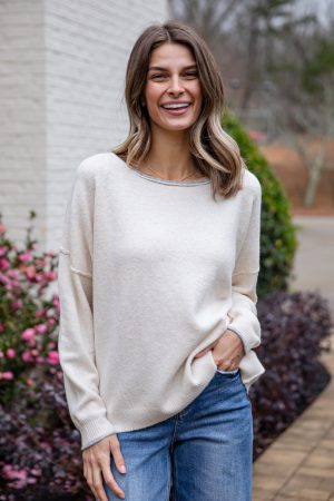 Softline Lightweight Cream Knit Oversized Top