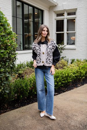 Neutral Instinct Leopard Button Front Knit Vest