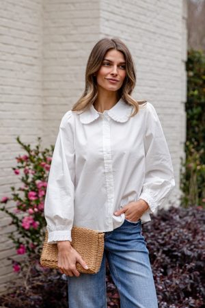 Everyday Ease Ruffle Button-Down Blouse